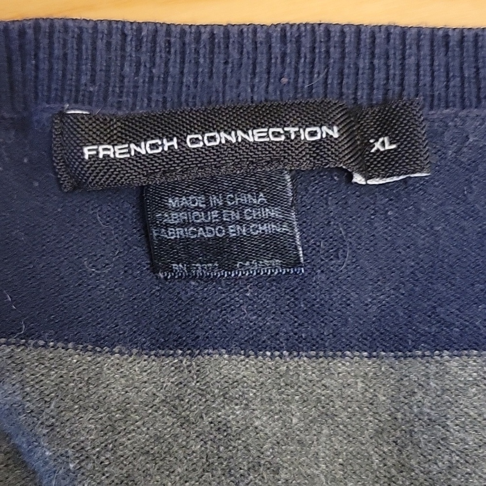 French Connection XL Striped V Neck Knit Sweater - Picture 2 of 5